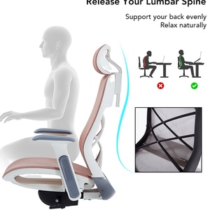 Chaise de bureau exécutive ergonomique moderne pivotante en tissu maillé intégral avec appui-tête réglable et fonction rotative pour cadres - Product Image 2