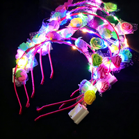 Couronne de fleurs LED multicolores premium, serre-tête lumineux, guirlande florale, coiffe lumineuse pour concert, soirée, festival