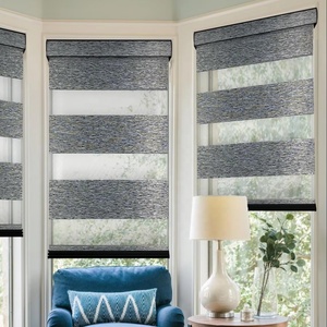 Electric Zebra <strong>Roller</strong> Shade Remote Window Curtains <strong>Blinds</strong> <strong>Grey</strong> Sheer Layer <strong>Roller</strong> Zebra <strong>Blind</strong> - Product Image 1