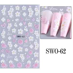 Fabricantes de pegatinas para uñas Pegatinas de flores para uñas Primavera Verano <span class=keywords><strong>Sakura</strong></span> 5D Diseño de bola de cereza Pegatinas de lazo para uñas - Product Image 1