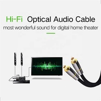 Câble audio optique tressé haut de gamme plaqué or Toslink coaxial, connecteurs mâle-mâle, fibre tissée noire pour projecteur