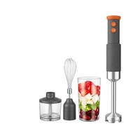 Mixeur Plongeant Manuel 4-en-1 Puissant 600W avec Corps en Acier Inoxydable Chromé, 2 Vitesses, Fouet, Hachoir, Bol, Certifié VDE
