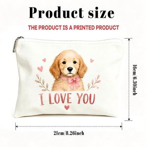 Sac à cosmétiques Golden Retriever Puppy Love polyvalent pour femmes, idéal pour maman, filles, amies, cadeaux parfaits pour les voyages et les anniversaires - Product Image 1
