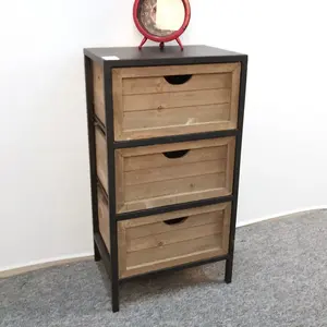 Archivador Metálico Rústico de Madera con 3 Cajones INNOVA HOME, Resistente, para Uso Comercial en Oficina, Hotel, Dormitorio o Sala de Estar - Product Image 1