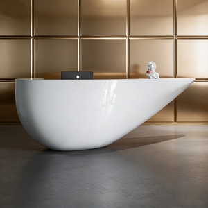 CR005 Modern Aesthetic Curve FRP Drop Shape Reception Counter Desk for Hotel Lobby Office Reception Area Spa Salon Beauty Clinic - Product Image 1
