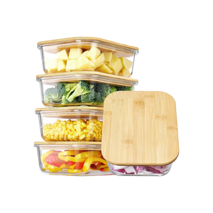 Ensemble de boîtes de rangement en verre 2020, récipients alimentaires avec couvercle en bambou, OEM - Product Image 1