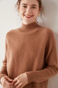Conjunto de suéteres de talla grande para mujer de invierno, trajes de punto informales, Top de cuello alto de Cachemira de lana, <span class=keywords><strong>pantalones</strong></span> largos plisados, conjunto doble de 2 piezas - Product Image 6