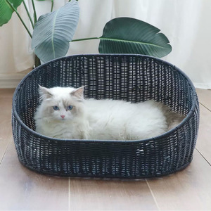 ที่นอนสัตว์เลี้ยงหวายทรงกลมแบบซักได้ พร้อมใยโพลีเอสเตอร์สำหรับแมว - Product Image 4
