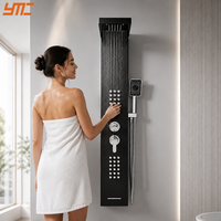 Colonne de douche commerciale en acier inoxydable 304 avec affichage numérique, cascade et pluie, pour projets hôteliers