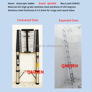 <span class=keywords><strong>Escalera</strong></span> Telescópica Simple <span class=keywords><strong>de</strong></span> <span class=keywords><strong>Acero</strong></span> <span class=keywords><strong>Inoxidable</strong></span> <span class=keywords><strong>de</strong></span> 1.9m a 6.3m con Cojín Antideslizante, Fabricada en China - Product Image 3