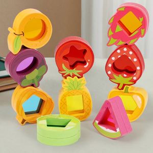 Fruit Vegetable Shaped Wood Frame Rainbow Colorful 10 PCS Clear Acrylic Gem Cubes <b>Building</b> <b>Blocks</b> <b>Set</b> for Kids - Product Image 2