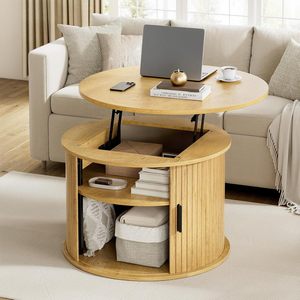 Tavolino da Caffè Best Seller Moderno <span class=keywords><strong>in</strong></span> <span class=keywords><strong>Legno</strong></span> con Vano Nascosto e Ripiani Aperti, Piano Sollevabile - Product Image 1