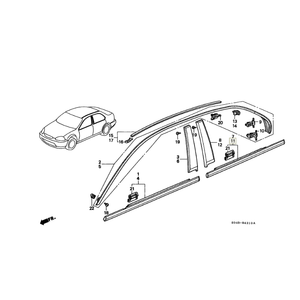 Hia 4 porta finestra guarnizione cintura in vetro Trim esterno nero per <span class=keywords><strong>Honda</strong></span> <span class=keywords><strong>Civic</strong></span> <span class=keywords><strong>1996</strong></span> 1997 1998 1999 2000 - Product Image 3