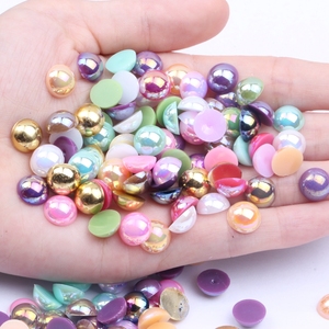 Usine en gros en vrac 10mm 100 pièces résine couleur AB Flatback coloré demi strass perle colle pour artisanat Nail Art Nizi marque - Product Image 2