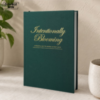 Diario Guiado de Reflexión y Mindfulness con Cubierta de Tela de Lino Verde Oscuro Personalizada, Encuadernado Cosido y con Marcapáginas de Cinta
