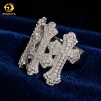 Nouvel arrivage : Bague Hip Hop pour homme en Moissanite D VVS, style Iced Out, en argent sterling 925, motif croix