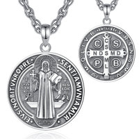 Collier pendentif Merryshine personnalisé en argent sterling, style vintage chrétien, avec l'archange Saint Michel