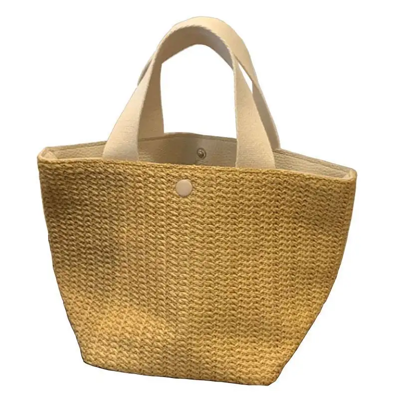 Bolsos de lona de paja de gran capacidad hechos a mano para mujer, bolsas Bohemias de playa, de lona