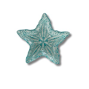Piatto Decorativo a Forma di Stella in Vetro Turchese 17cm - Product Image 1