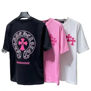 New Crocker Heart Embroidery Colorful Classic Cross Horseshoe Quilted Leather Wicker Cotton Men's & Women's T-Shirt