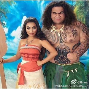 Conjunto de disfraz de Moana para mujeres y hombres, traje de fiesta de Halloween para adultos, verano 2022, tela de chenilla, talla única - Product Image 1