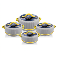 ANAX Ensemble de 4 chauffe-plats classiques en acier inoxydable, isolés et chauffables, empilables, avec couvercles métalliques, pour la cuisine et la restauration