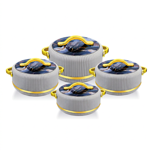 ANAX 4-Piece Classic Heatable Insulated Stainless Steel <b>Food</b> <b>Warmer</b> Set Stackable Thermal Casserole Metal Lids Kitchen Catering - Product Image 1