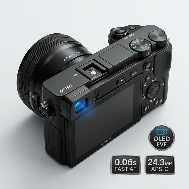 Sony A6000 Mirrorless Camera ILCE-6000 with 16-50mm Lens Kit 24.3MP APS-C Fast Hybrid AF WiFi NFC Digital Camera WholesaleBulk