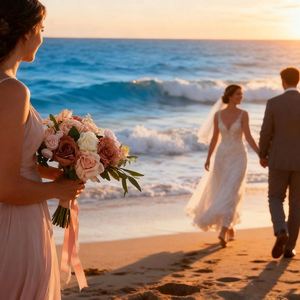 Ramo de Novia Bohemio Francés de Alta Gama con Cascada Artificial para Fotografía de Bodas, Rosa Artificial - Product Image 4