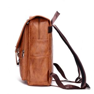 OEM Fashion Durable Pu <b>Leather</b> <b>Mens</b> Waterproof Laptop <b>Backpack</b> Large Capacity Anti Theft Outdoor Travel Computer <b>Backpack</b> - Product Image 2