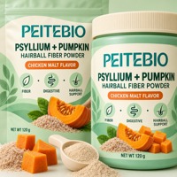PEITEBIO Psyllium Pumpkin Hairball Fiber Powder Saveur Poulet et Malt 120g pour chats – Soutien digestif et anti-boules de poils