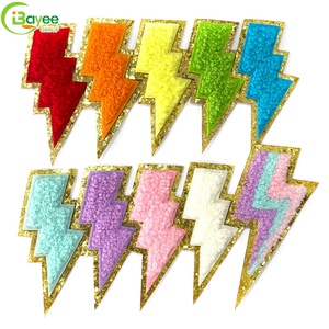 Patchs en tissu chenille personnalisés, lettres brodées style thermocollant, patch éclair brodé, écologiques pour chapeaux - Product Image 2