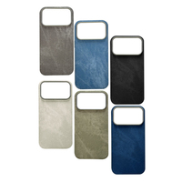 Coque de téléphone en cuir vintage motif denim pour iPhone 17 Pro Max, étui de protection mat rétro anti-traces de doigts pour smartphone