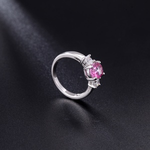 Anello Classico Ovale <span class=keywords><strong>con</strong></span> Gemma Naturale in Argento Sterling S925, Incastonato <span class=keywords><strong>con</strong></span> <span class=keywords><strong>Granato</strong></span> e Pietre Intercambiabili Multiple per Donne - Product Image 4