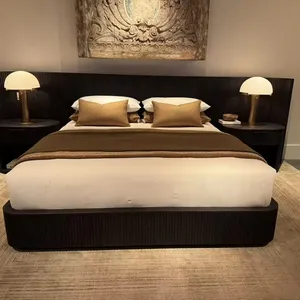 2024 mais novo mobiliário de quarto de luxo cama de madeira feita à mão Desenhos cama king/queen