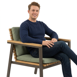 Modern High Back Wedding Commercial Use Hotel <b>Arm</b> <b>Chair</b> Green Cushion Contemporary Design Durable Wood Frame Slat Back Tapered - Product Image 1