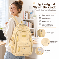 Sac à dos décontracté pour femme, grande capacité, multi-poches, imprimé crème, idéal pour le travail et les voyages (vente en gros)
