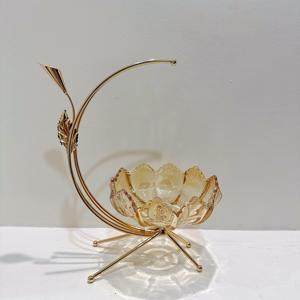 Plateau de service Moon plaqué or Plateau de service élégant <span class=keywords><strong>en</strong></span> <span class=keywords><strong>verre</strong></span> et métal pour gâteau du désert Plateau de fruits pour présentation de table-pour les services des hôtels 69 - Product Image 6