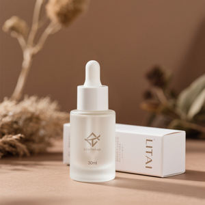 Bottiglia di olio essenziale smerigliato di lusso vuota unica bottiglia di vetro del siero cosmetico da 50 ml 60ml per olio per capelli con scatola e logo - Product Image 2