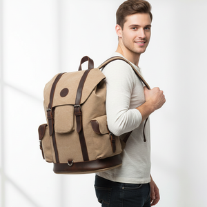 Vintage Fashion Casual Canvas Laptop Backpack Waterproof Design for Men School Hiking Mountaineering Outdoor Travel <strong>Ruck</strong> <strong>Sack</strong> - Product Image 1