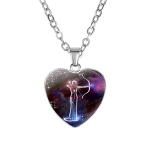 Venta al por mayor moda Zodiaco corazón <span class=keywords><strong>amor</strong></span> colgante collares moda Día de San Valentín regalo 12 Constelaciones Collar para mujeres niñas - Product Image 5