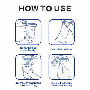 Bolsas para Vómito Personalizadas de HDPE con Impresión por Grabado, Sellables, Bolsas para Emesis, Bolsas Portátiles para Mareos en el Automóvil, Bolsas para Náuseas de Emergencia - Product Image 5