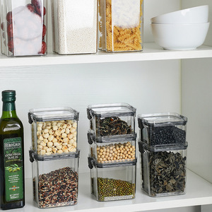 Food Storage <b>Container</b> Rectangle Clip-On <b>Lid</b> Transparent <b>Plastic</b> Airtight For Grains Cereals Snacks Dried Goods Kitchen Use - Product Image 2