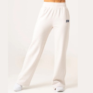 <span class=keywords><strong>Pantaloni</strong></span> sportivi a gamba larga da donna con Logo personalizzato a vita alta <span class=keywords><strong>pantaloni</strong></span> della tuta svasati da ragazza - Product Image 2