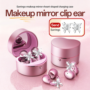 Auricolari <span class=keywords><strong>Bluetooth</strong></span> M186 a Forma di Cuore con Clip Aperta, Fibbia con Diamanti e Specchio per il Trucco, Regalo di San Valentino per Donne - Product Image 1