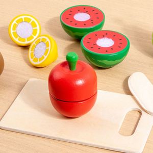 ของเล่นไม้ชุดผักผลไม้จำลองสำหรับเด็กเล็กฝึกหั่นในครัว - Product Image 6