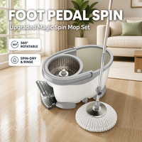 Juego de Mopa Giratoria Mágica Fácil de Limpiar, con Pedal, Rotación de 360 Grados, para Limpieza del Hogar