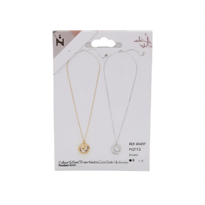 Collana a catena sottile G in oro, argento e acciaio con ciondolo 45437 - Product Image 2