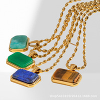 [Envío Inmediato] Collar con Colgante de Moda de Lujo Ligero para Mujer, Estilo Europeo Americano, Cadena de Eslabones de Acero Inoxidable, Chapado en Oro