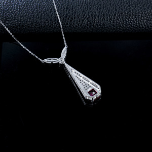 S925 Silver Fashion Vintage Lab‑Created <b>Ruby</b> <b>Necklace</b> - Product Image 3